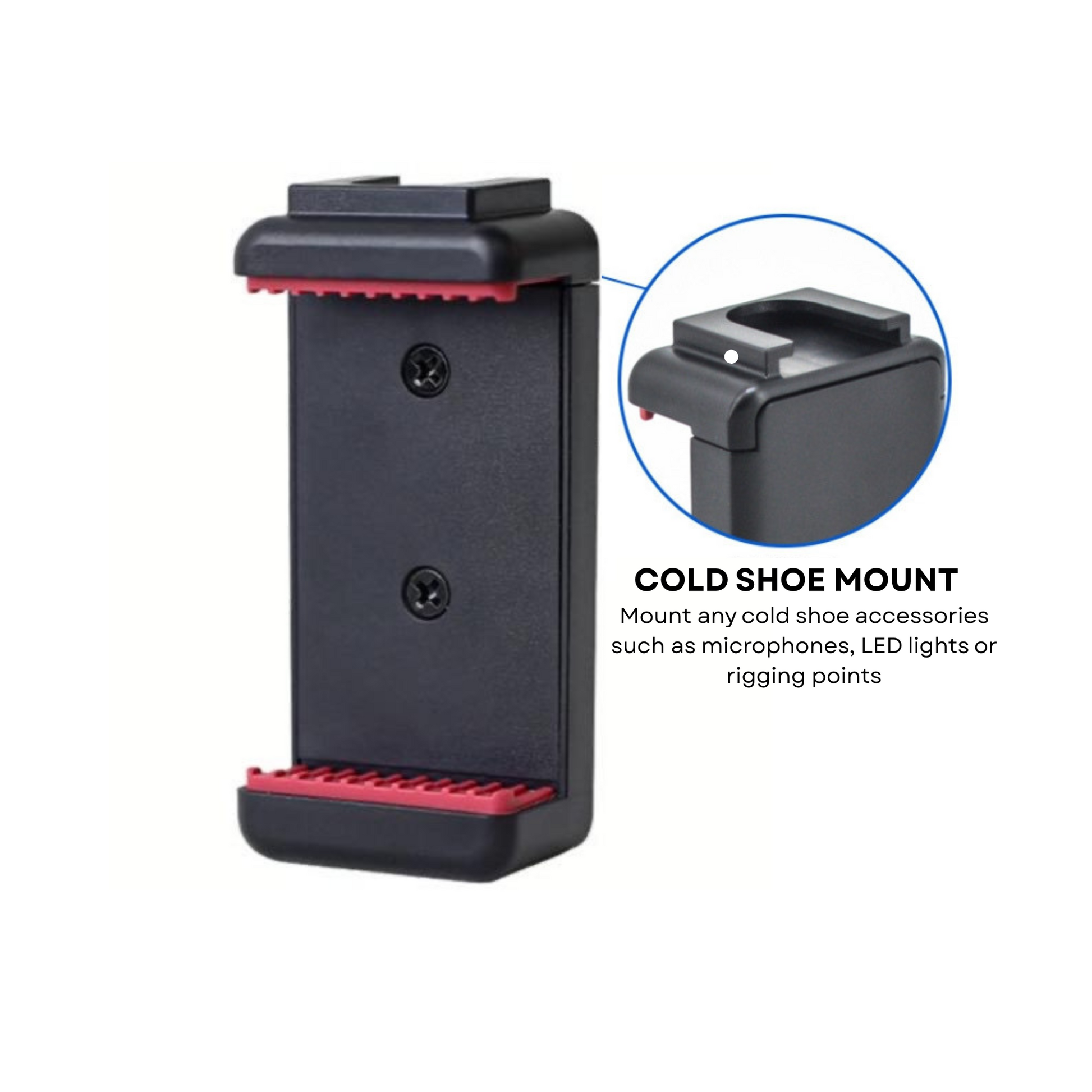 PULSE GEAR Universal Phone Holder with Cold Shoe Mount – Tripod & Selfie Stick Compatible