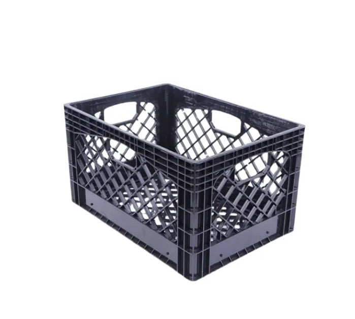 Pulse Gear Heavy Duty Plastic Milk Crate – Multipurpose Stackable Storage Box for Home, Office, Warehouse & Industrial Use (Black)