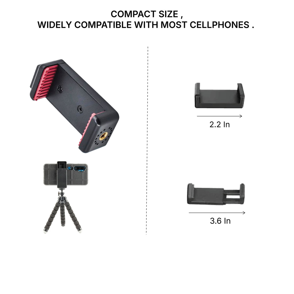 PULSE GEAR Universal Phone Holder with Cold Shoe Mount – Tripod & Selfie Stick Compatible