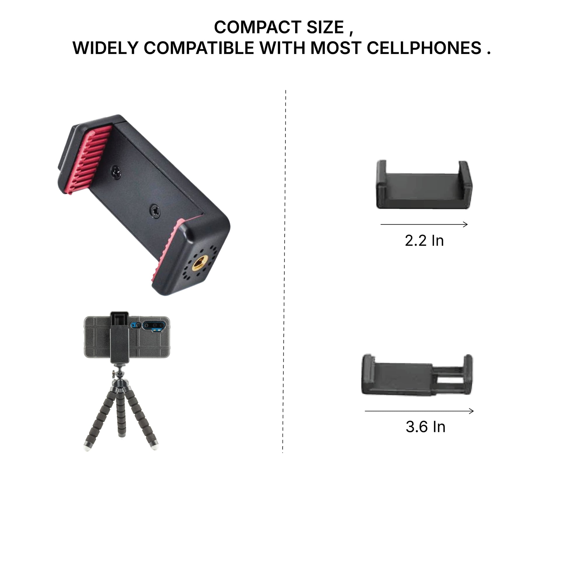 PULSE GEAR Universal Phone Holder with Cold Shoe Mount – Tripod & Selfie Stick Compatible