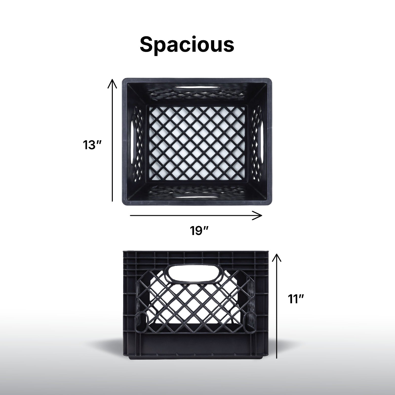 Pulse Gear Heavy Duty Plastic Milk Crate – Multipurpose Stackable Storage Box for Home, Office, Warehouse & Industrial Use (Black)