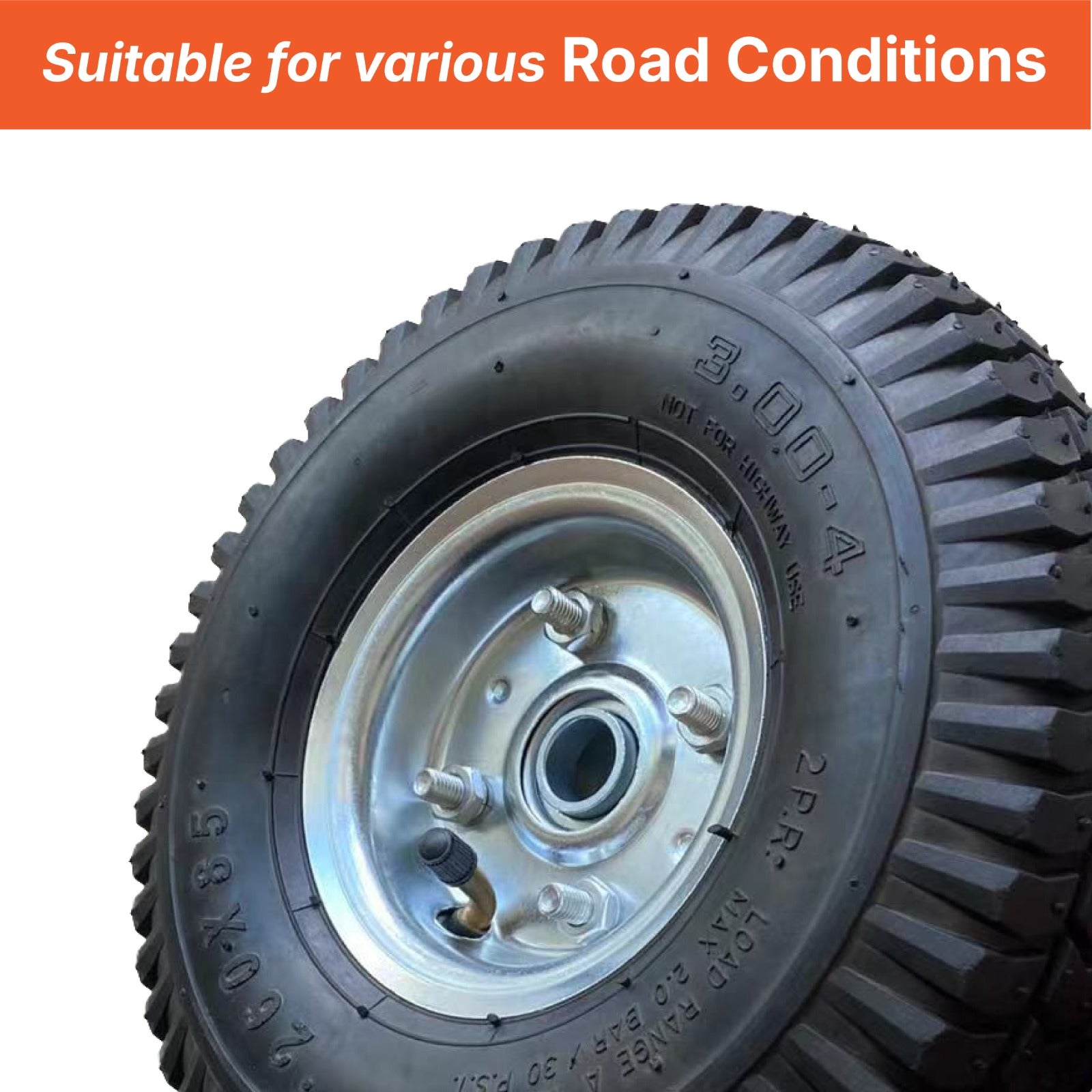 Pulse Gear 10-Inch Pneumatic Rubber Wheel (10x3.00-4) – Turf Tire with TR87 Inner Tube, Steel Rim, 16mm Ball Bearing & 98mm Hub | Heavy-Duty Replacement Wheel for Hand Truck, Trolley, Cart & Garden Equipment