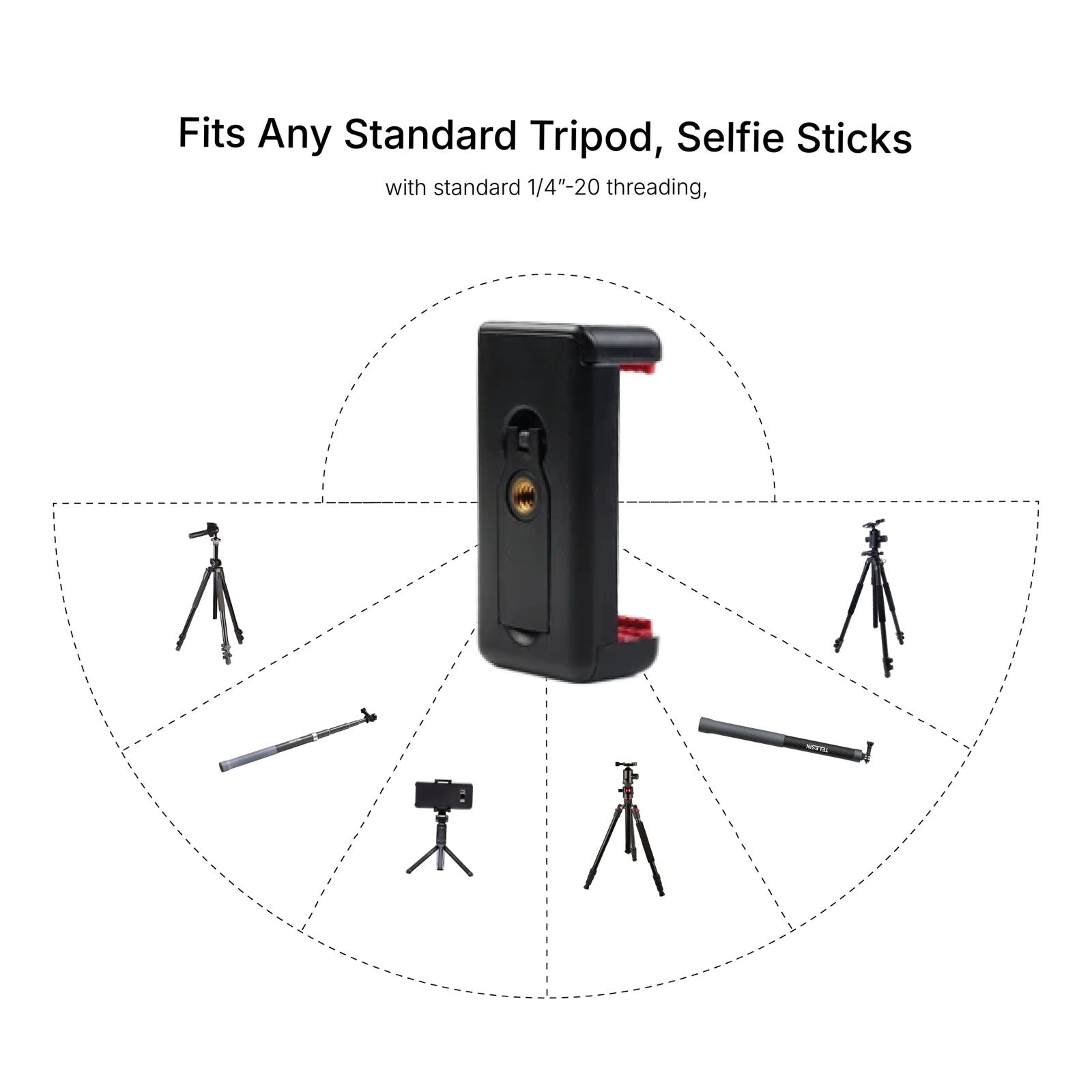 PULSE GEAR Universal Phone Holder with Cold Shoe Mount – Tripod & Selfie Stick Compatible