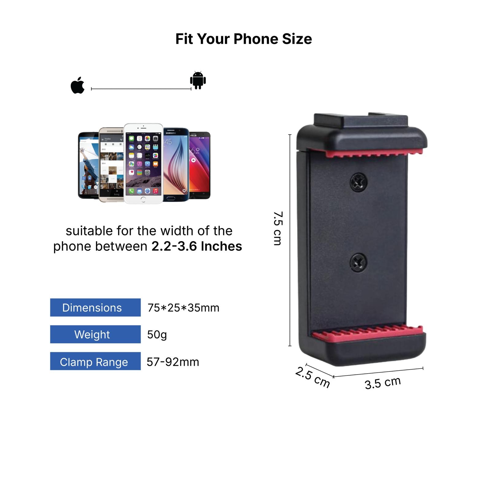 PULSE GEAR Universal Phone Holder with Cold Shoe Mount – Tripod & Selfie Stick Compatible