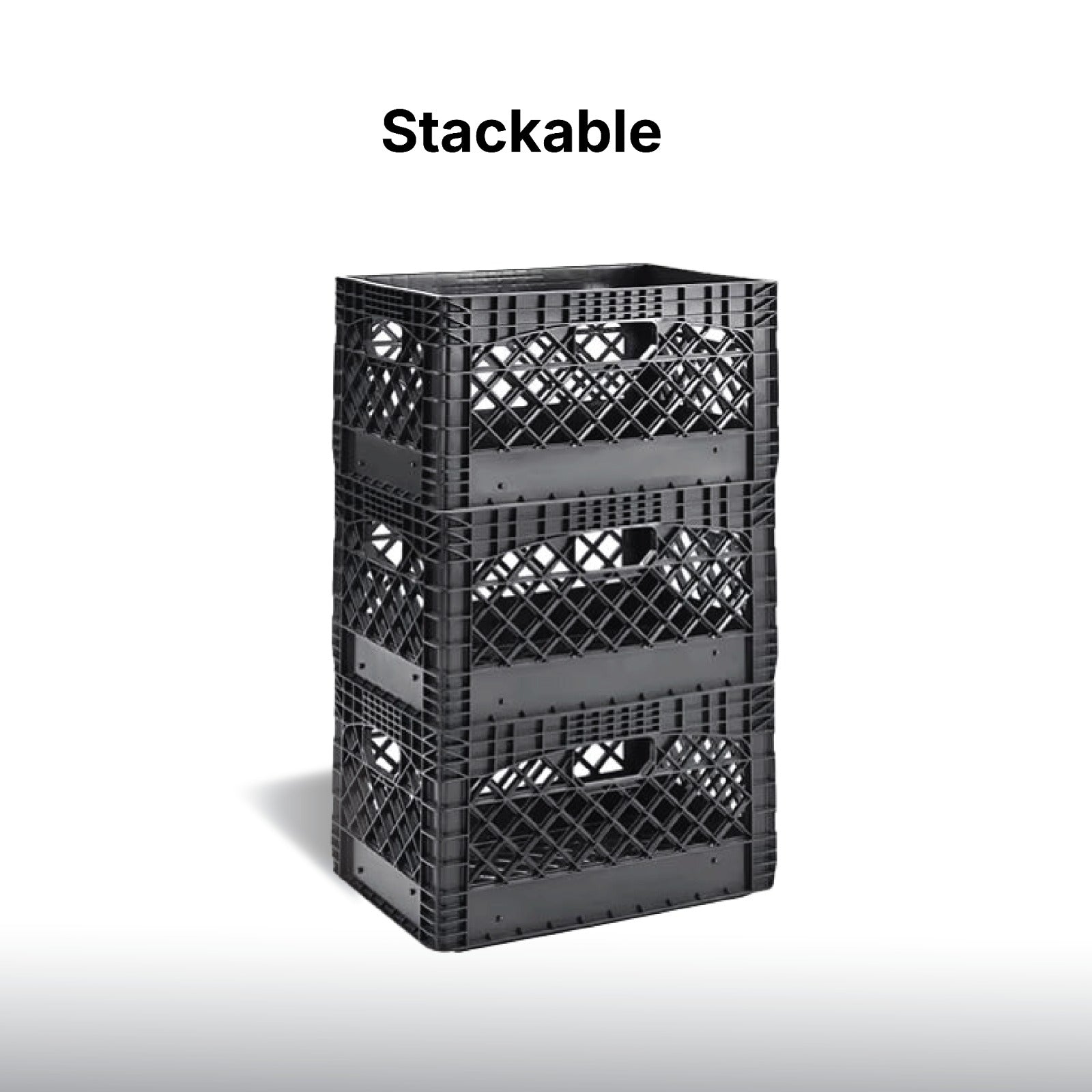 Pulse Gear Heavy Duty Plastic Milk Crate – Multipurpose Stackable Storage Box for Home, Office, Warehouse & Industrial Use (Black)