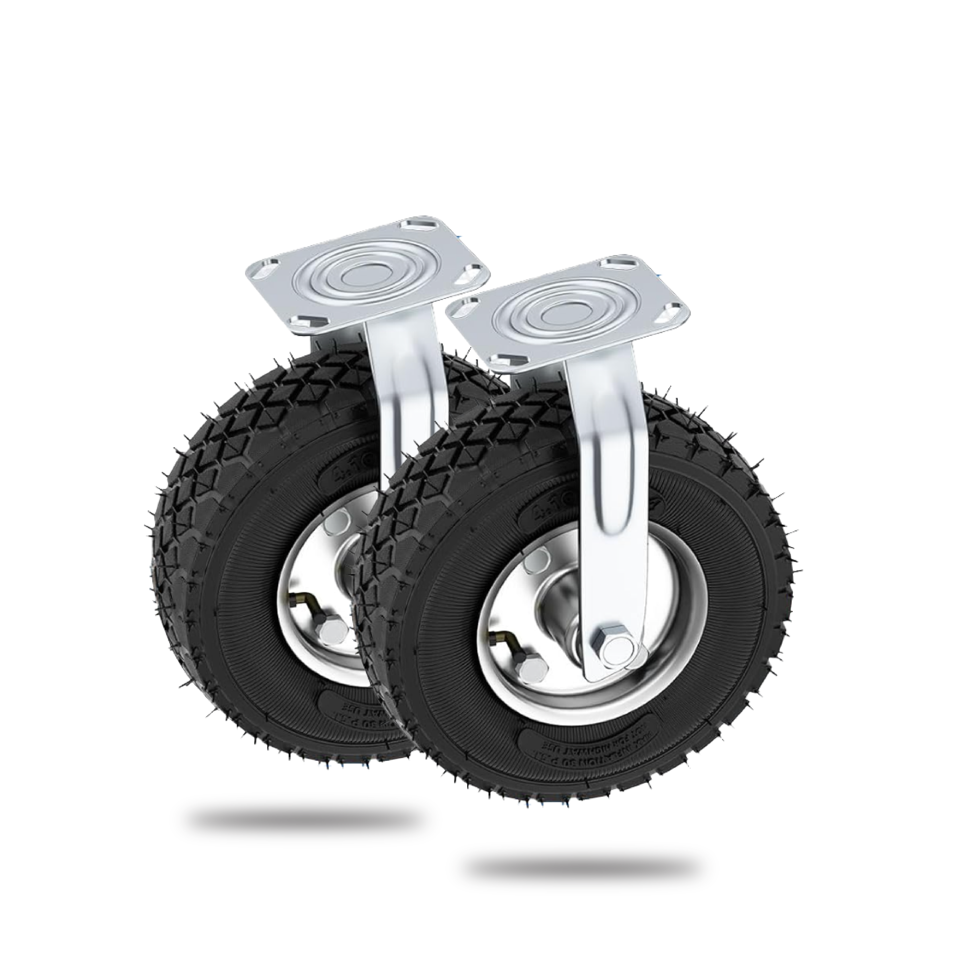 Pulse Gear 10-Inch Pneumatic Caster Wheel – 10x3.00-4 Turf Tire with TR87 Tube, Steel Rim, 16mm Bearing | 560kg Load | (2-Swivel & 2-Rigid) Options for Trolley, Cart (2-rigid)