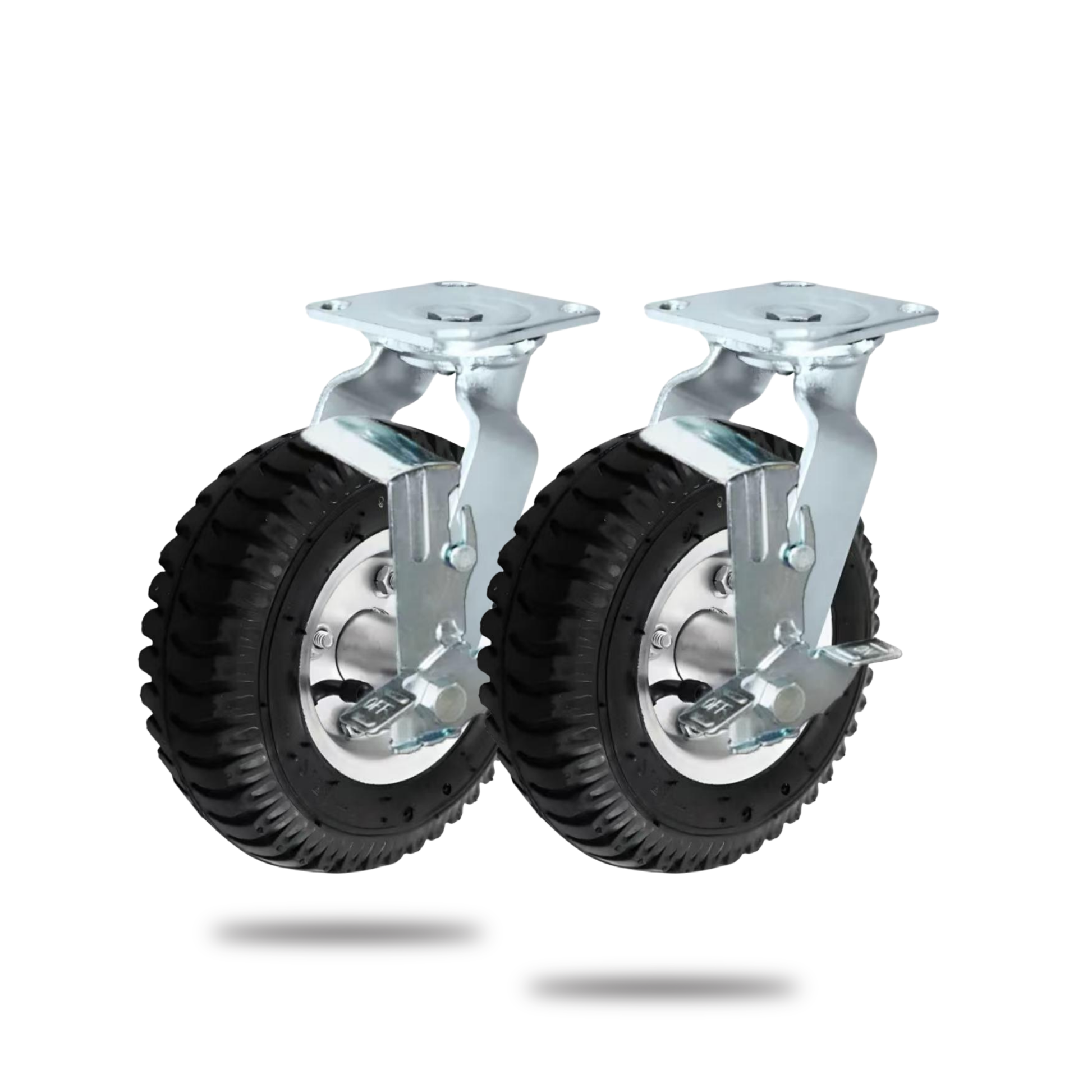 Pulse Gear 10-Inch Pneumatic Caster Wheel – 10x3.00-4 Turf Tire with TR87 Tube, Steel Rim, 16mm Bearing | 560kg Load | (2-Swivel & 2-Rigid) Options for Trolley, Cart (2-rigid)